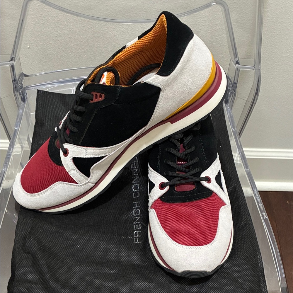 French Connection Men's Red and Black Sneakers